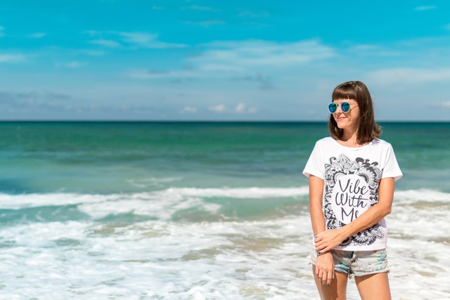 wearing t-shirt